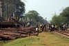 Manually offloading sleepers at Gorumahisani. The train had been almost full that morning