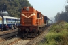 NGC WDG3A 14931 arrives into Kishanpur with 55527 0300 Jaynagar - Patna Jct, running over 3 hours late