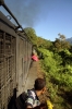 Travelling by goods train, on the side of the loco, between Harangajao & Jatinga; Harangajao, Assam