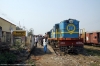 NKE YDM4 6532 waits departure from Jhanjharpur Jct with 52517 0830 Sakri Jct - Laukaha Bazar