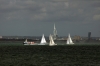 JP Morgan round the Island boat race off the coast of Ryde as the boats near the end at Cowes