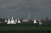 JP Morgan round the Island boat race off the coast of Ryde as the boats near the end at Cowes