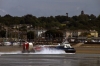 A Hovercraft arrives Ryde after maikng its way through the JP Morgan round the Island boat race off the coast of Ryde as the boats near the end at Cowes