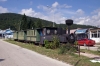 JZ steam loco 99-4-025 in the street at Kicevo, Macedonia