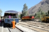 At San Bartolome FCCA's 0700 Lima - Huancayo tourist train reverses, here FCCA GE C30-7 1008 is being turned on the turntable before being attached to the opposite end of the stock