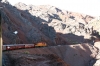 Trouble up front..... FCCA GE C30-7 1009 struggles with FCCA's 0700 Lima Los Desamparados - Huancayo tourist train as it attempts to make it to Galera Summit; At Km166 it shut down after literally crawling along and it wouldn't be long before it gave up the ghost completely!