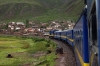 Peru Rail MLW DL560 #659 leads train 20 0800 Cusco Wanchaq - Puno as it heads away from the Cusco suburbs and into the wilderness