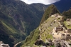 Peru Rail MLW DL535 #482 skirts round Machu Picchu (as seen from the ruins) with train 21 0700 Cusco San Pedro - Hidroelectrica
