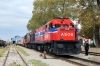 PTG Balkan Circular Tour - OSE MLW MX636/MX627 A506/A451 (with OSE Adtranz 220002 being removed from the train) wait to depart Alexandoupolis Dialogi with 7680 1105 Alexandroupolis Port - Pythio