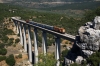 OSE Alco DL537 A9105 (A9101 rear) run over the Achladokambos Bridge for a photo-runby while working the 1127 Argos - Megalopoli leg of the PTG Peloponnese Tour Day 1