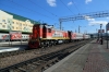 RZD TEM18DM-1070 shunts a set of stock in Krasnoyarsk station