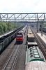 RZD 2ES6-397 runs through Ob with a westbound freight on the Trans-Siberian Railway
