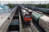 RZD 2ES6-426 runs through Ob with a westbound freight on the Trans-Siberian Railway