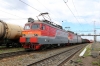 RZD VL11M-347A, 346A & 346B stand at Perm 2 with a freight