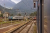 SBB Re4/4 11109 brings RE6383 1844 Brig - Domodossola into Domodossola while Re4/4 11161 stands spare (which 11109 would pair up with to work to Vallorbe overnight) and FS 464485 stands with a set