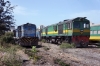 Ex IR YDM4 CC1504 (6496) backs stock into the old station at Dakar, while DLW built CC2301 sits alongside, the station is now used as a carriage and loco maintenance facility