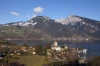 View from outside Spiez station in the afternoon, Switzerland