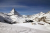 GGB Bhe4/8 3044 descends from Riffelberg towards Zermatt with an empty ski train