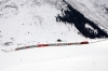 MGB HGe4/4 II #1 climbs uphill from Andermatt to Natschen with 902 0852 Zermatt - St Moritz Glacier Express Train