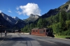 BLS Re425 165 arrives at Kandersteg with a car train from Goppenstein