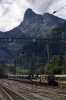 BLS Re425 168 arrives into Kandersteg with a car train from Goppenstein