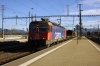 SBB Cargo Re6/6 620042 runs through Pfaffikon with a freight