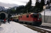 RhB Ge4/4 II #625 shunts into the sidings at Arosa after arriving with the Classic Alpine Pullman Express, train 2431 1020 Chur - Arosa at Chur; in conjunction with the Arosa line 100th anniversary