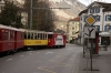 RhB Ge4/4 II #618 leads the Edelweiss Express, train 2434 1130 Arosa - Chur through the streets at Chur; in conjunction with the Arosa line 100th anniversary