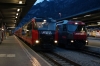 An unusal sight at Chur in two RhB Ge4/4 III's side by side with trains! Left is #648 with RE1212 0717 Landquart - Disentis and right is #642 with RE1121 0758 Chur - St Moritz; the former is a booked Ge4/4 II turn. The Ge4/4 III was swapped out before heading to Scuol-Tarasp