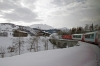 MGB HGe 4/4 II 103 leads the Glacier Express GEX903 0902 St Moritz - Zermatt away from Disentis