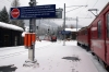 RhB Ge 4/4 I 605 waits departure form Bergun with 855 1052 Bergun - Preda "Toboggan Train" while Rhb Ge 4/4 III 646 arrives with RE1132 1002 St Moritz - Chur