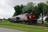 A&M Alco C420 #44 (#68 rear) does a photo run-by at Bentonville (Phyllis Street) with the 0800 Springdale - Bentonville - Springdale NRHS Convention Special