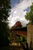 A&M Alco C420's 44/68 head the 1300 Springdale - Mountainburg NRHS Convention photo freight at Trestle No. 1 between Winslow & Mountainburg