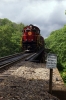 A&M Alco C420's 44/68 head the 1300 Springdale - Mountainburg NRHS Convention photo freight at Trestle No.3 between Winslow & Mountainburg