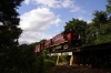 A&M Alco C420's 44/68 head the 1300 Springdale - Mountainburg NRHS Convention photo freight at Howard Fork of Frog Bayou Bridge; south of Schaberg