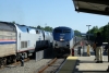 Amtrak P32AC-DM #711 arrives into Albany with train 235 from New York Penn, while Amtrak P42DC's 164/181 head the Boston portion of the 