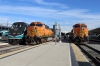 LA Union (L-R) - BNSF GE AC4400CW 5617 (with MPI MP36PHI-3C #899 on the rear) having arrived with 110 0828 Moorpark - LA Union and BNSF GE AC4400CW 5662 (with MPI MP36PH-3C #901 leading) waiting to depart with 306 1019 LA Union - San Bernadino