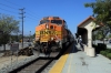 BNSF GE AC4400CW 5607 (with Metrolink EMD F59PH #873 on the rear) arrives into Sylmar/San Fernando with 214 1129 Via Princessa - LA Union