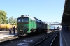 UZ 2M62-1076b/1247a wait to depart Ivano Frankivsk with 144L 1350 Voroktha - Kyip Pas.; UZ 2M62-1051a/b T&T 6434 1728 Ivano Frankivsk - Kolomiya in the adjacent platform