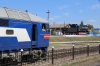 Smorodyne - plinthed steam loco Em-780-89 & UZ TEP70-0057 on shed