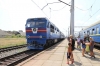 UZ Melitopol based TEP70-0110 waits to depart Fedorivka with 6894 1222 Fedorivka - Verkhnyi Tomak 1 and its two coaches