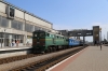 UZ 2TE10UT-0032a arrives into Mykolaiv Pas. with 110L 1539 (P) Lviv - Kherson, which it worked Dolynska - Kherson. Both the old Russia sign spelling Nykolaev & the Ukrainian sign spelling Mykolaiv can be seen in the shot