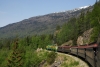 WP&YR - A GE/MLW combination of 95, 101, 100 head train 21 0800 Skagway - Fraser up the hill to White Pass Summit