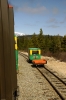 WP&YR - GE #96 heads train 1 - 0745 Skagway - Carcross, twixt Fraser & Bennett