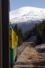 WP&YR - GE #96 heads train 1 - 0745 Skagway - Carcross, twixt Fraser & Bennett