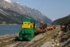 WP&YR - Bombardier #114 shunts its works train at Bennett, Yukon, Canada