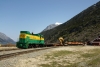 WP&YR - Bombardier #114 shunts its works train at Bennett, Yukon, Canada