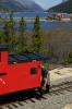 WP&YR - Bombardier #114 shunts its works train at Bennett, Yukon, Canada