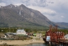 WP&YR - (L) GE #92 sits at Carcross having arrived with train 1 - 0745 from Skagway, the previous day, (R) GE #96 shunting, having just arrived with train 1