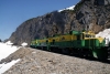 WP&YR - Alco 103, MLW 107, 109 head train 45 1258 Skagway - White Pass away from American Shed towards White Pass Summit